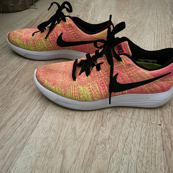 Nike Shoes - Nike Women’s Flyknit Lunarlon Running Shoes - Pink and Yellow